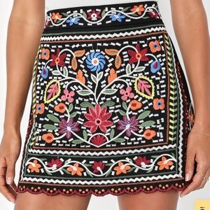 Don't Stop the Party Black Embroidered Mini Skirt Size Medium